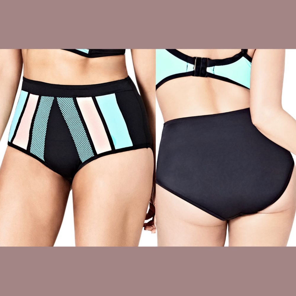 NEW City Chic‎ Summer Splice High Waisted Bikini Bottoms [ PLUS SIZE MEDIUM ]